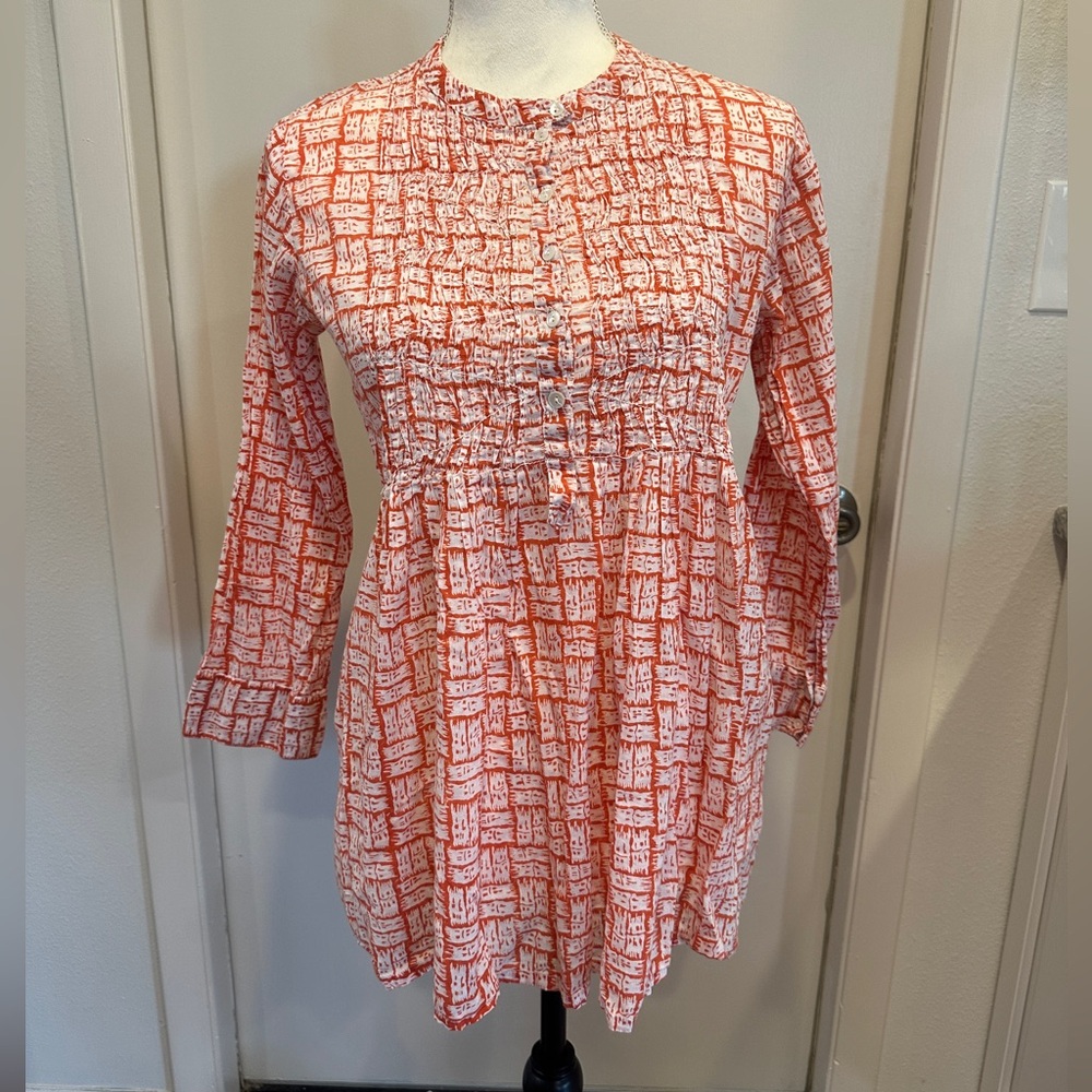 Roberta Roller Rabbit Women's Orange and White Patterned Top